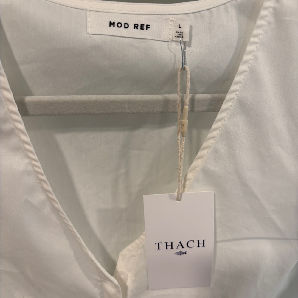 THACH Cape Cod - Mod Ref White Ruched Sleeveless Blouse NWT - Picture 4 of 5